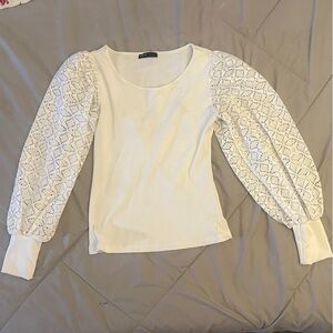 SHEIN White Lace Sleeve Blouse
